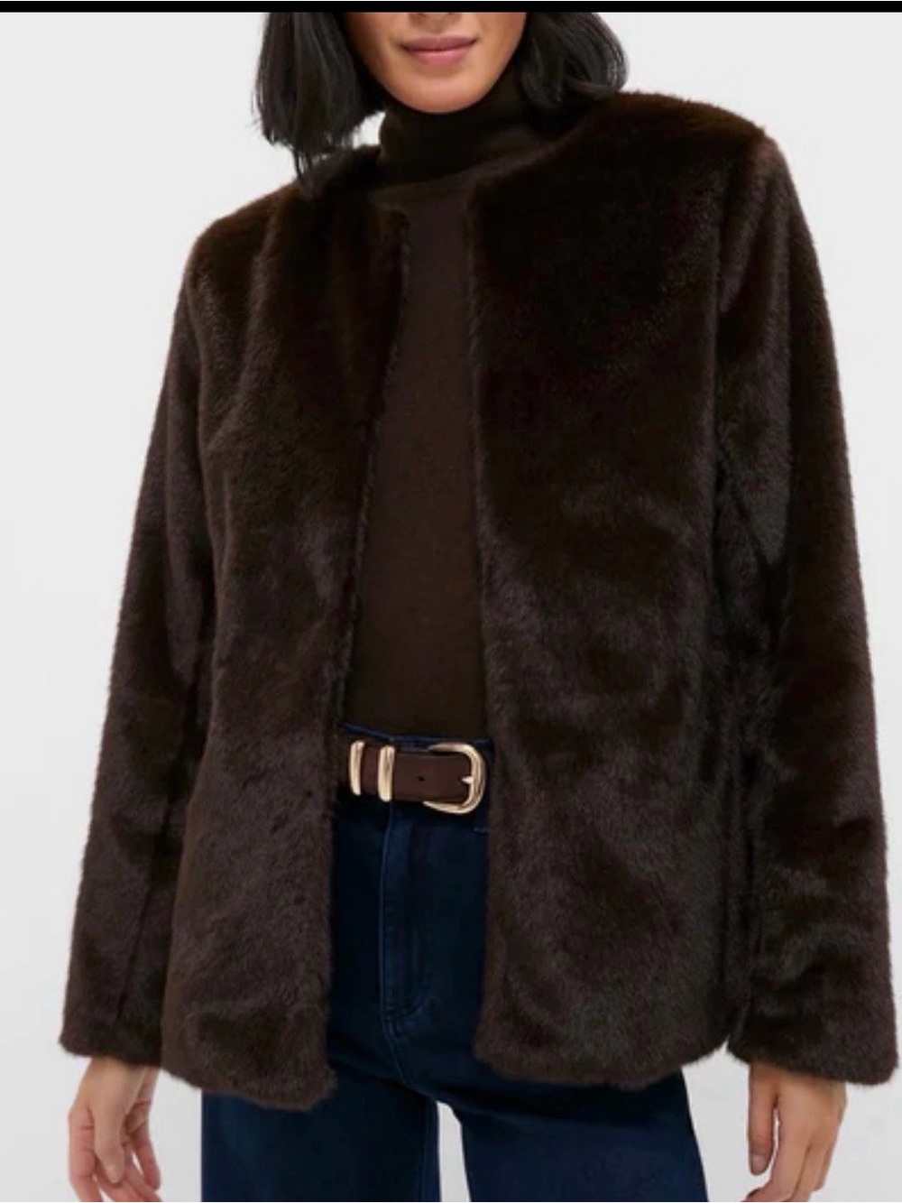 Tuckernuck Line & Dot NWT Dark Brown Cassidy Faux Fur Jacket size XS
